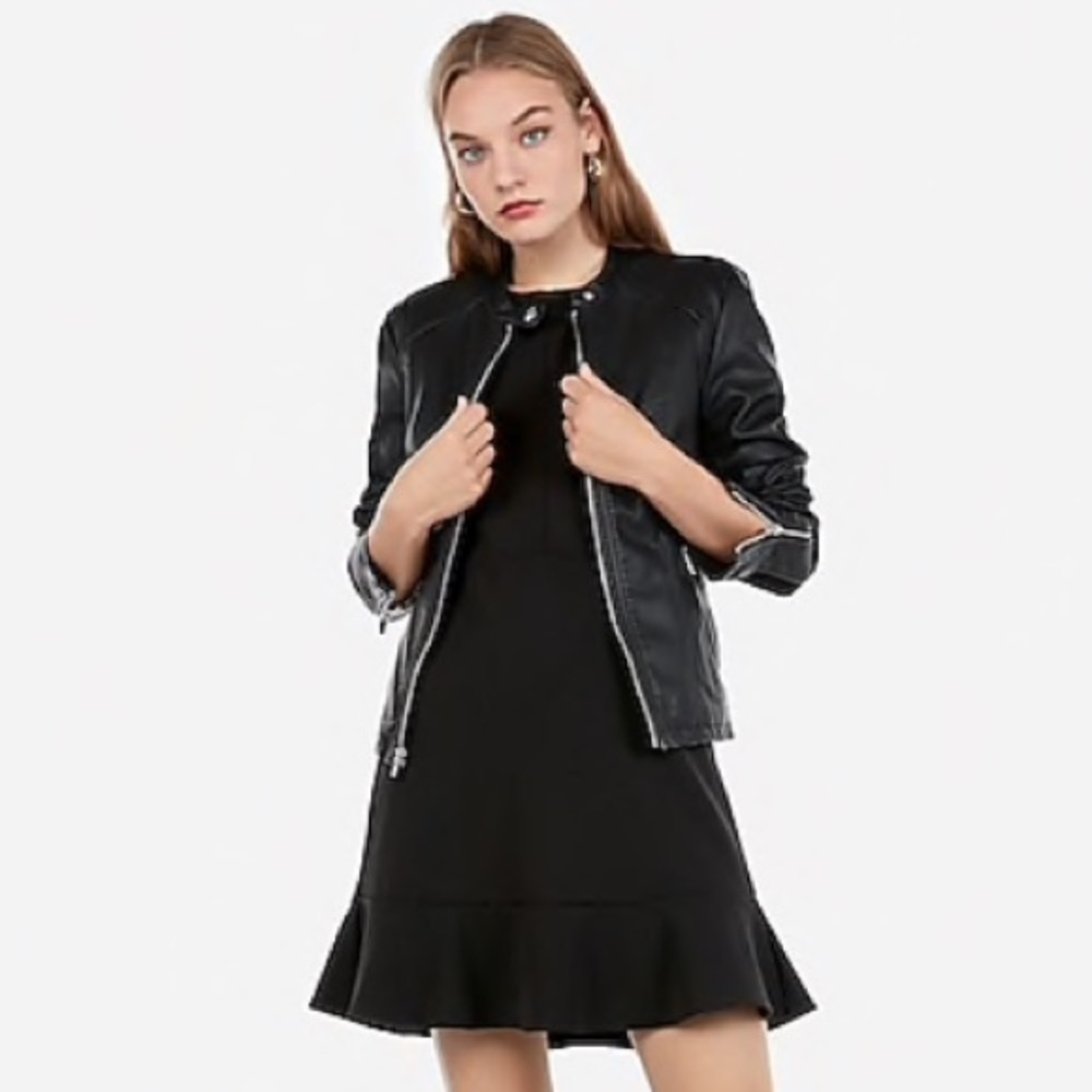 Express (Minus The) Leather Double Peplum Jacket